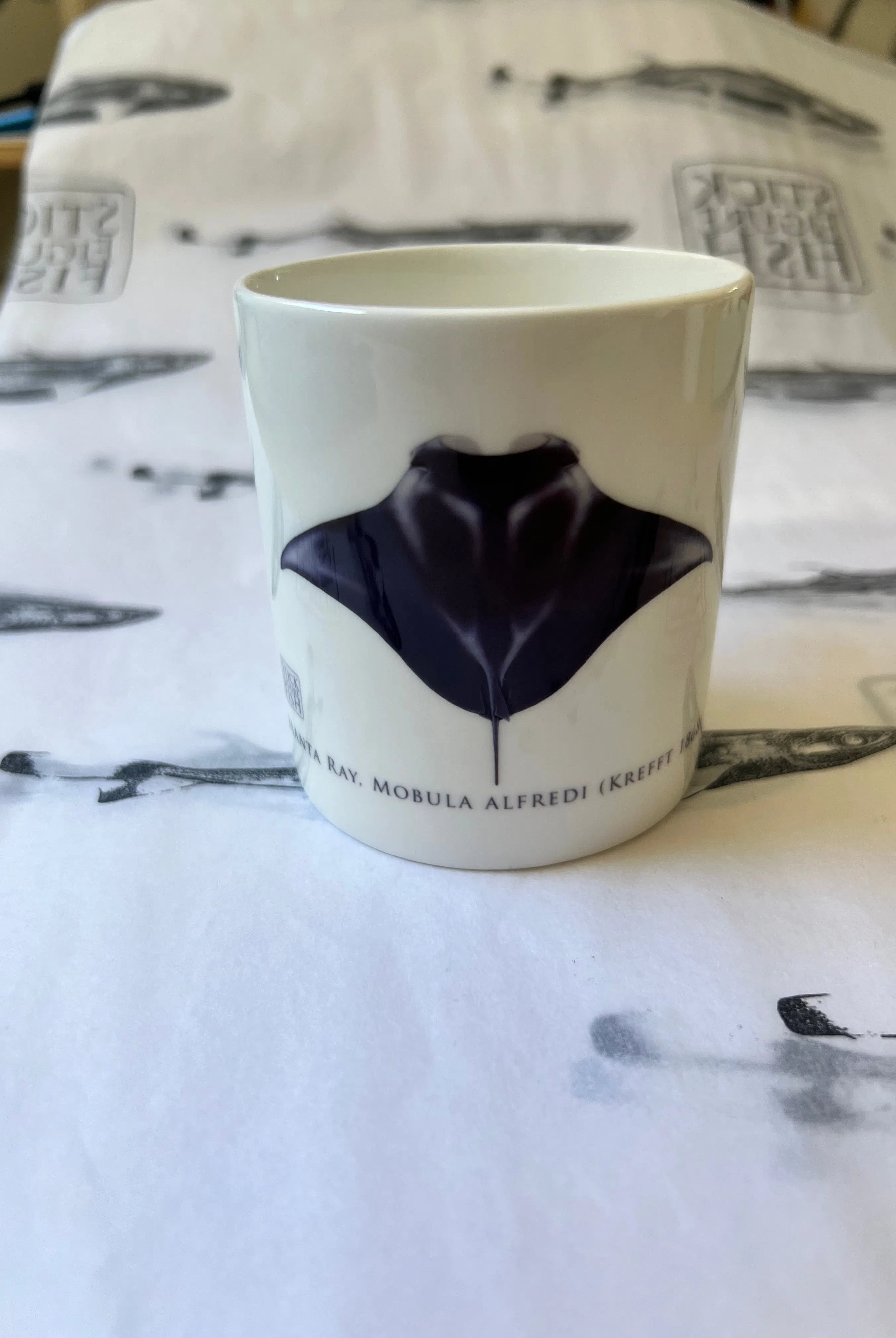 Reef Manta Ray - Fine Bone China Mug-Stick Figure Fish Illustration