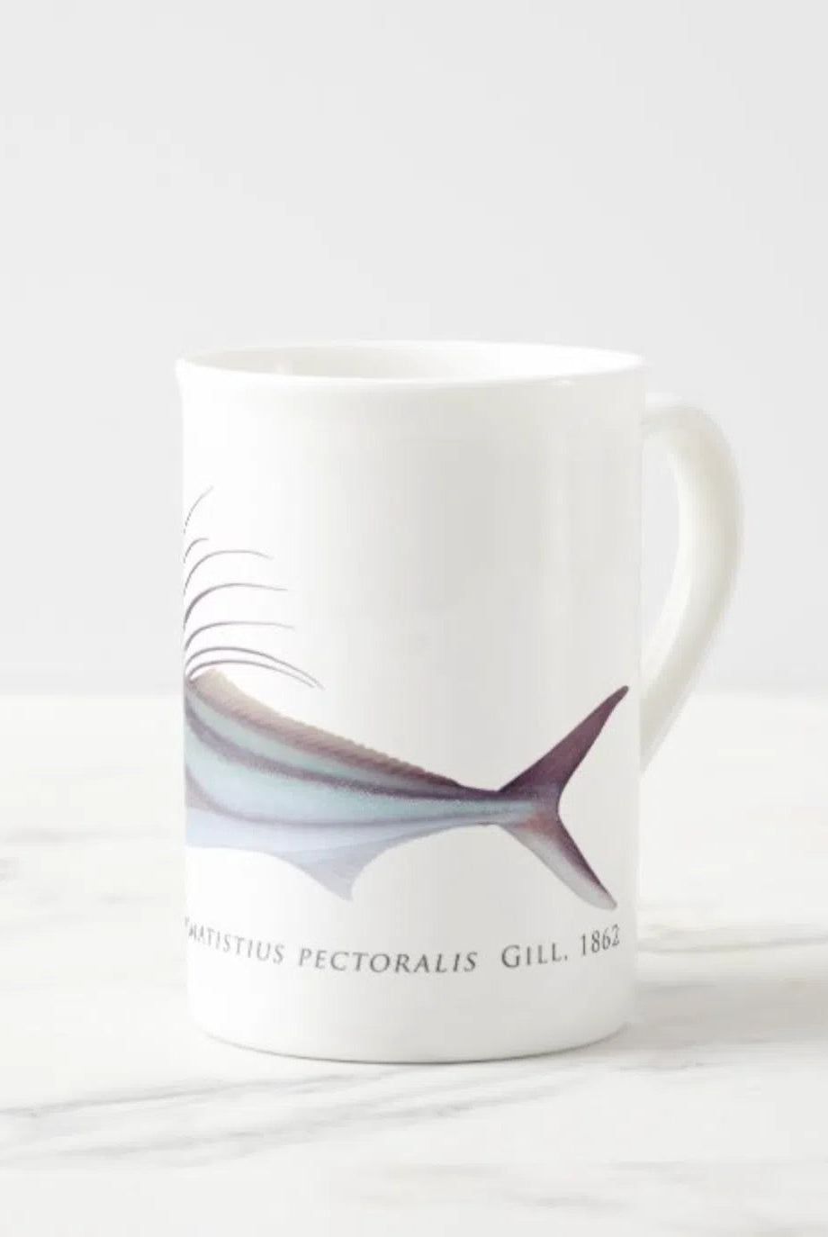 Rooster Fish - Fine Bone China Mug-Stick Figure Fish Illustration