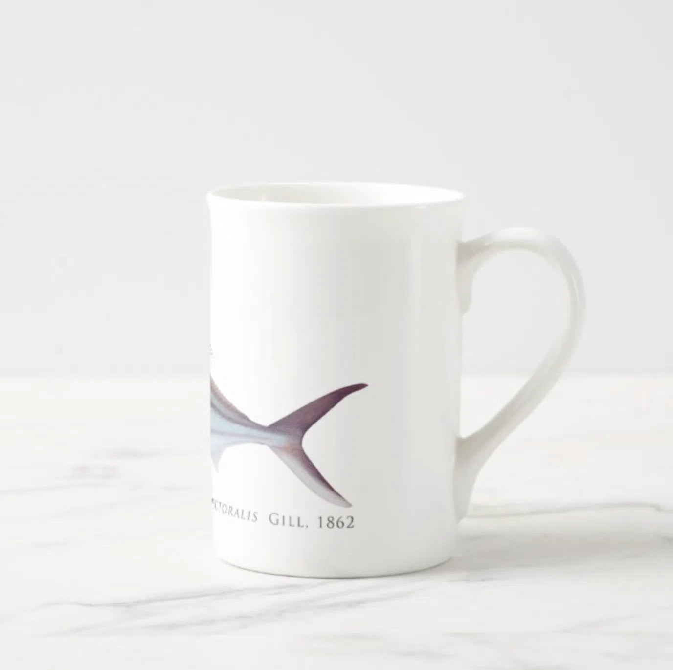 Rooster Fish - Fine Bone China Mug-Stick Figure Fish Illustration