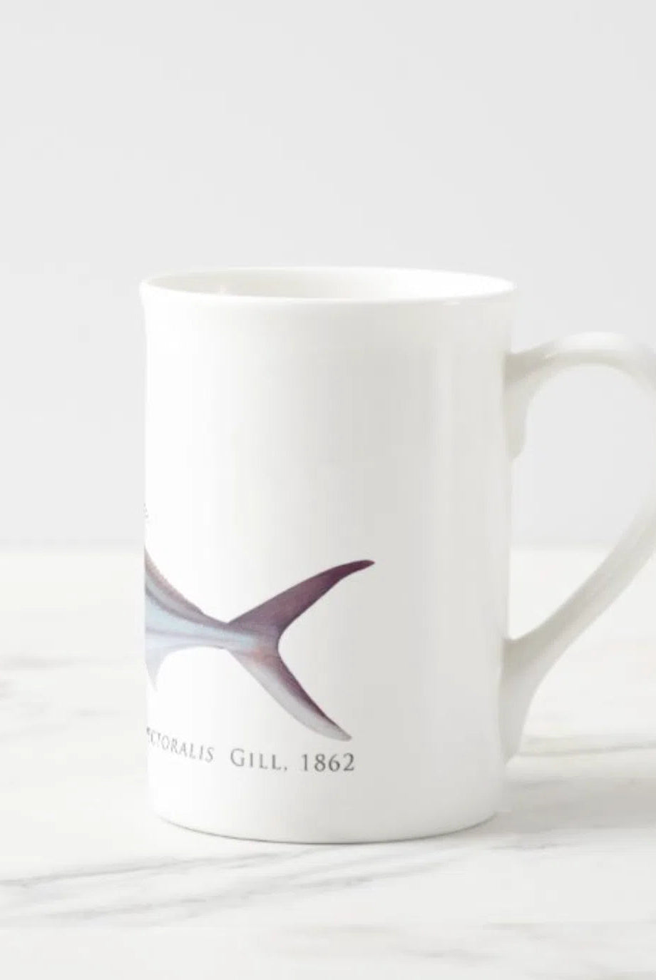 Rooster Fish - Fine Bone China Mug-Stick Figure Fish Illustration