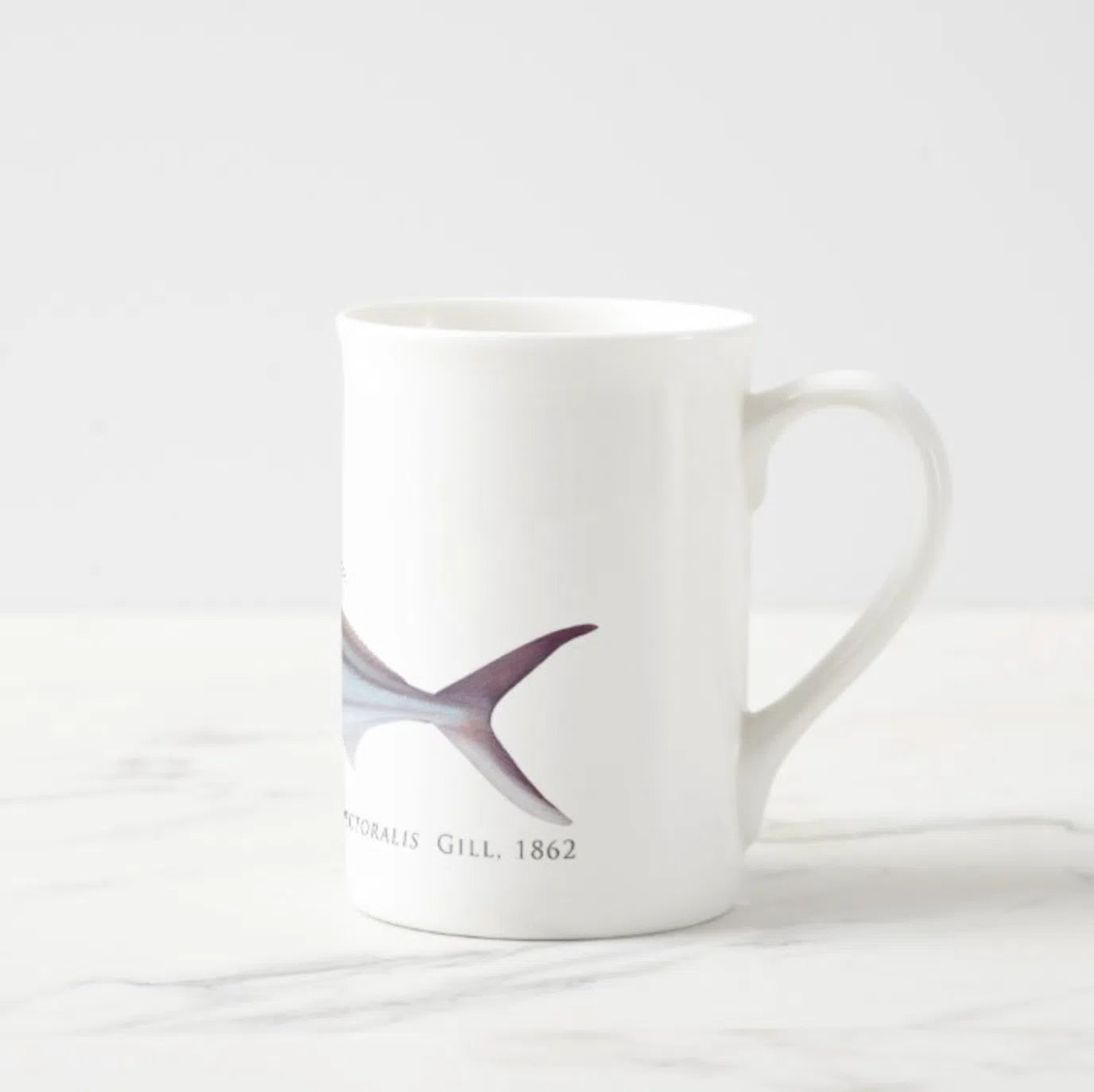 Rooster Fish - Fine Bone China Mug-Stick Figure Fish Illustration