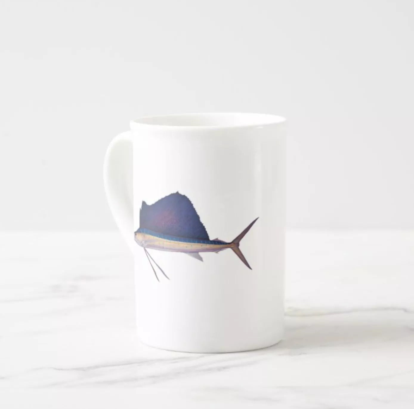 Sailfish - Fine Bone China Mug-Stick Figure Fish Illustration