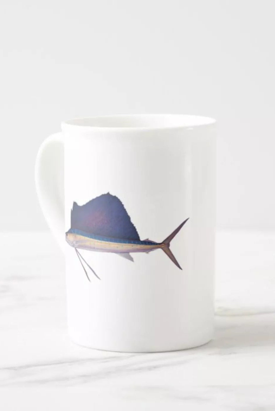Sailfish - Fine Bone China Mug-Stick Figure Fish Illustration