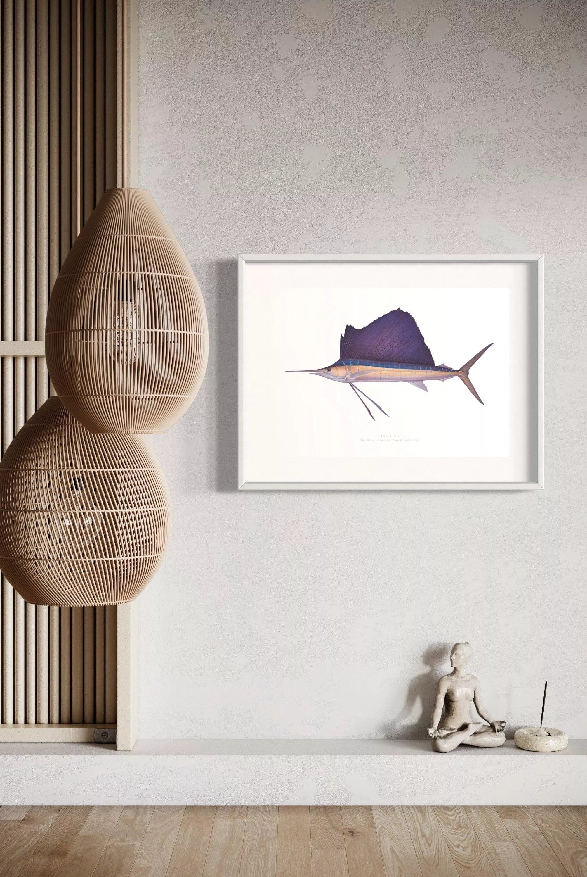 Sailfish - Istiophorus platypterus (Shaw & Nodder 1792) - Fine Art Print-Stick Figure Fish Illustration