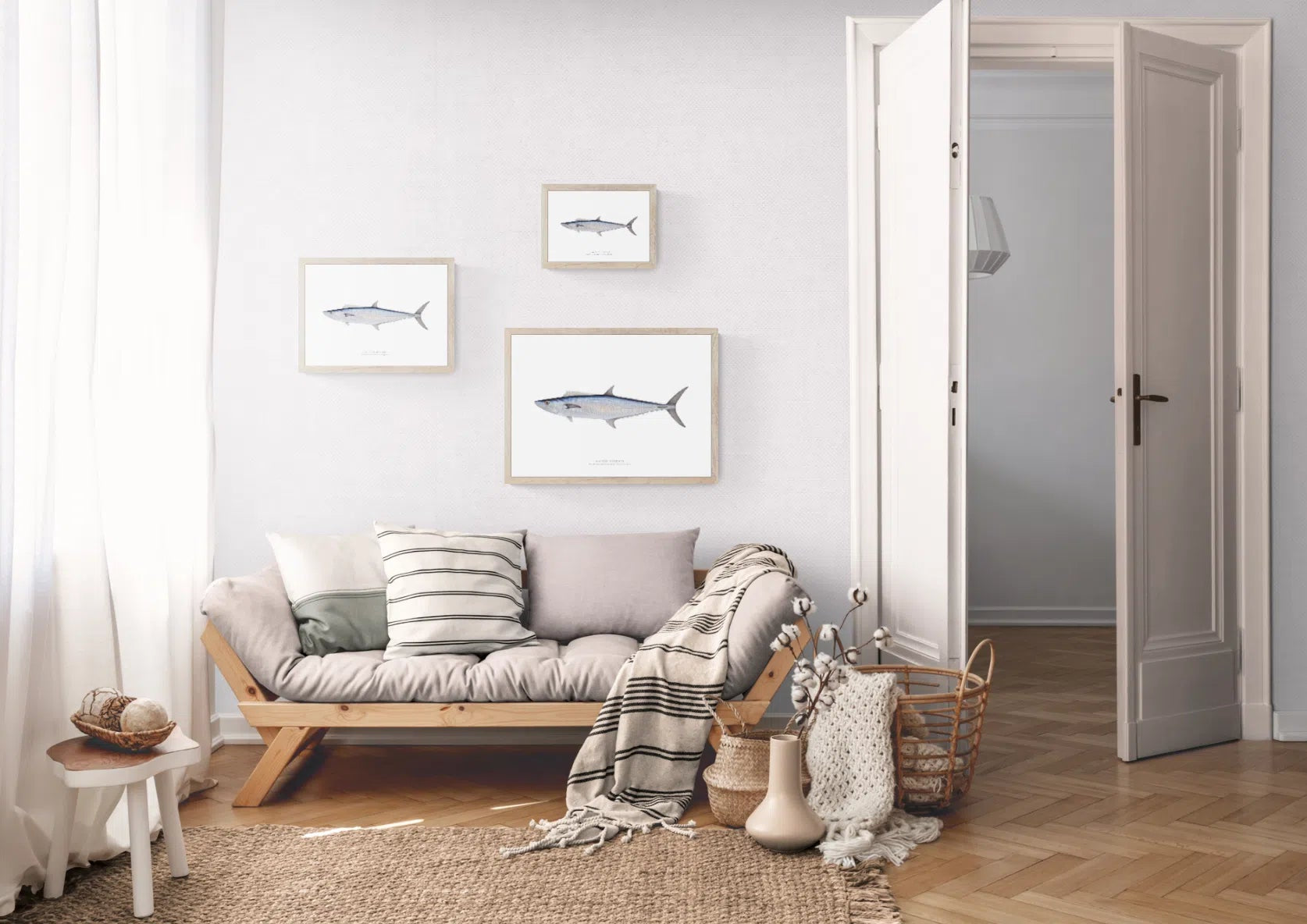 Spanish Mackerel, Scomberomorus commerson (Lacépède 1800) - Fine Art Print-Stick Figure Fish Illustration