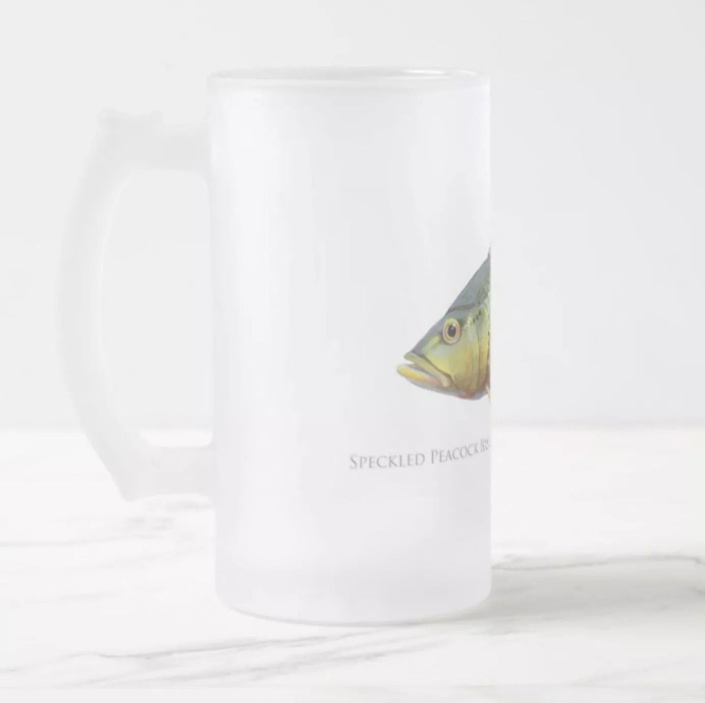 Speckled Peacock Bass (Pavon) - Frosted Glass Stein-Stick Figure Fish Illustration