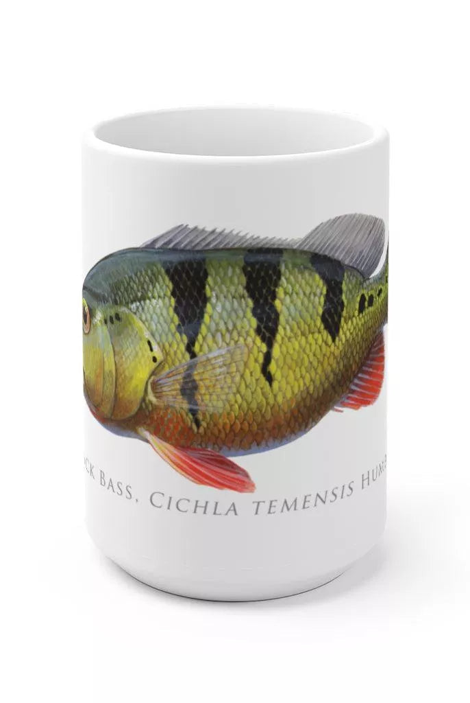 Speckled Peacock Bass (Pavon) Mug-Stick Figure Fish Illustration