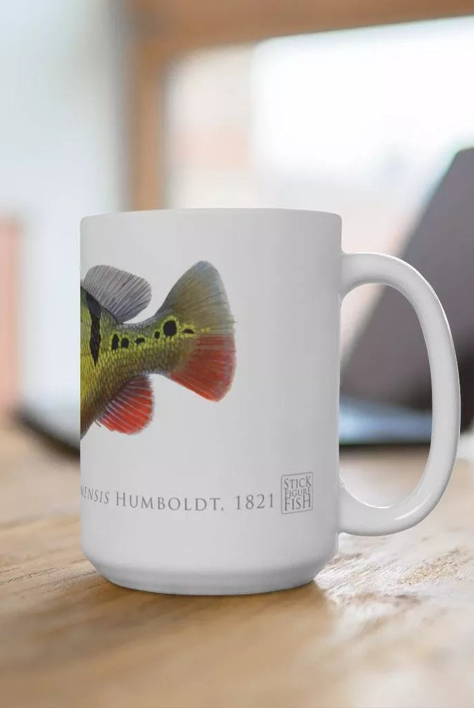 Speckled Peacock Bass (Pavon) Mug-Stick Figure Fish Illustration