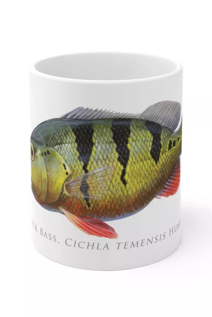 Speckled Peacock Bass (Pavon) Mug-Stick Figure Fish Illustration