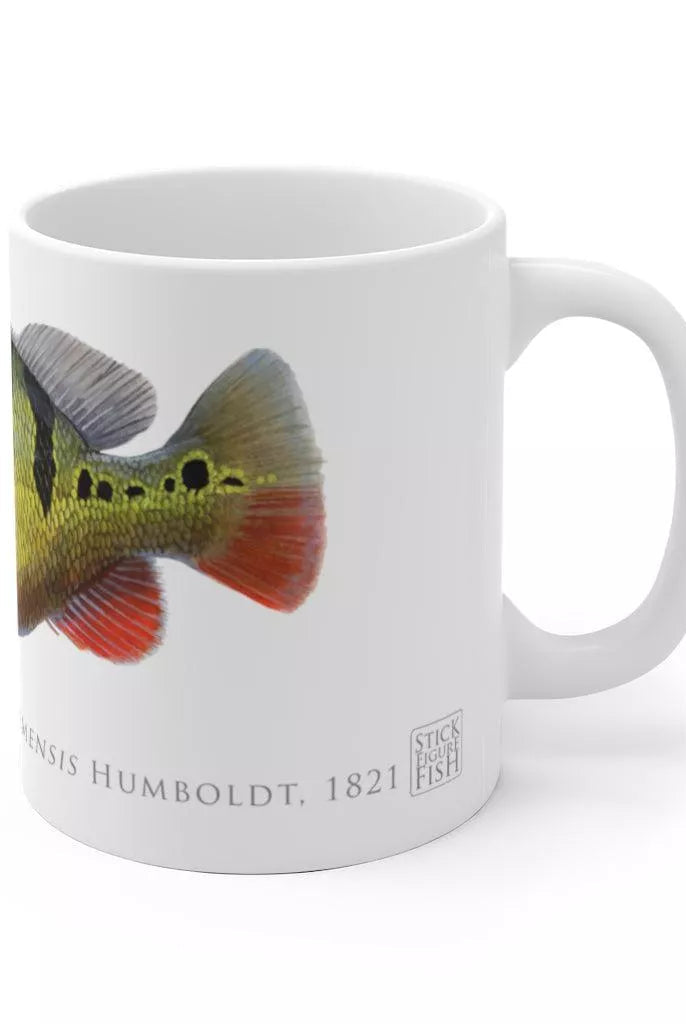 Speckled Peacock Bass (Pavon) Mug-Stick Figure Fish Illustration