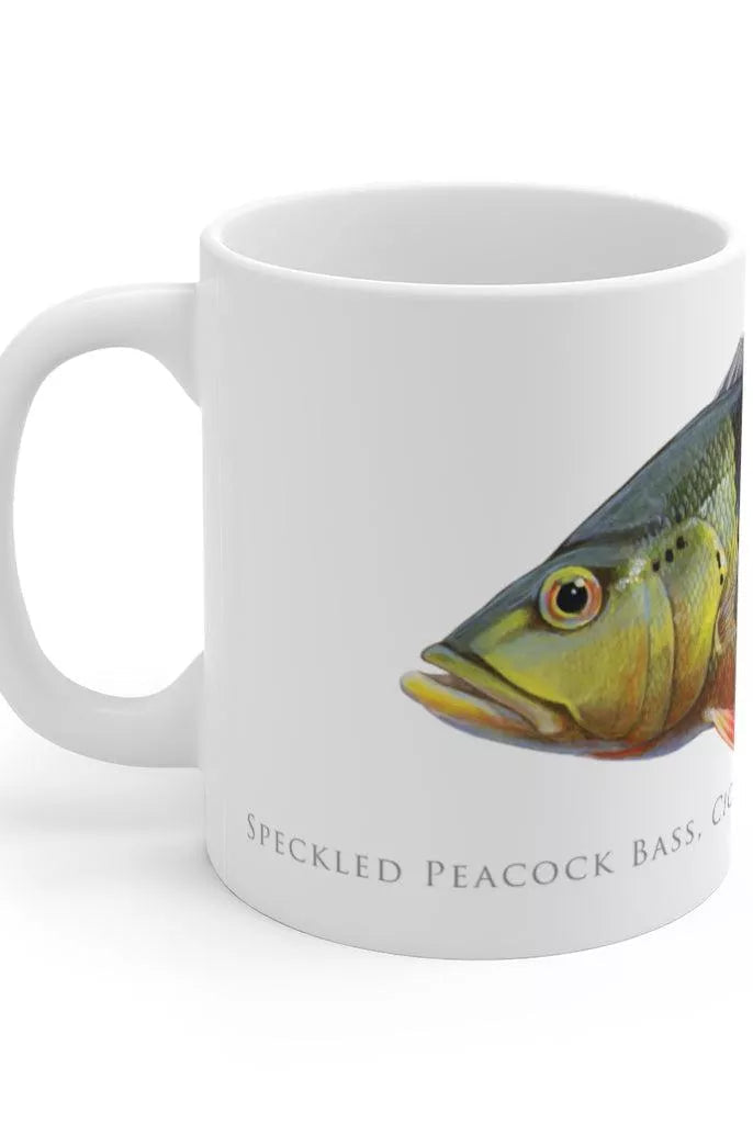 Speckled Peacock Bass (Pavon) Mug-Stick Figure Fish Illustration