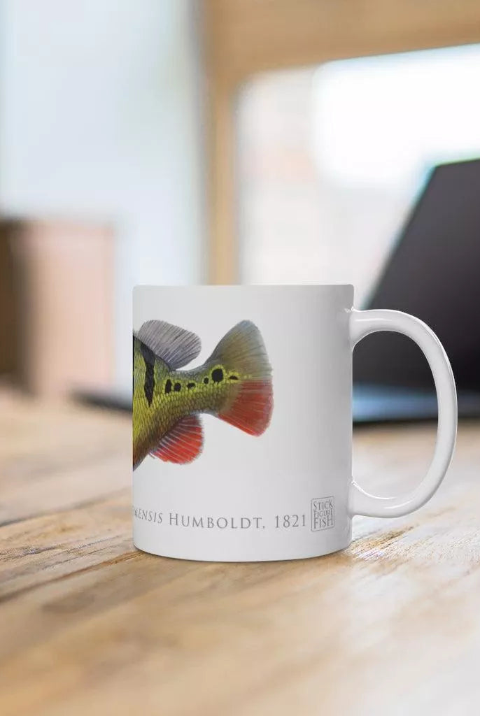 Speckled Peacock Bass (Pavon) Mug-Stick Figure Fish Illustration