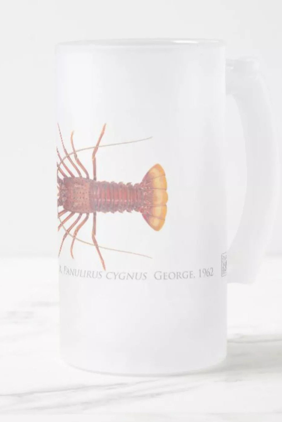 Western Rock Lobster - Frosted Glass Stein-Stick Figure Fish Illustration