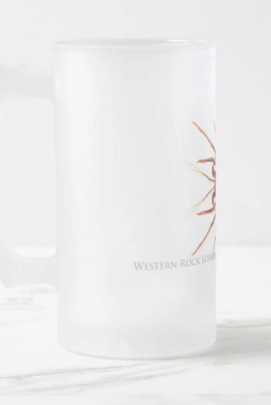 Western Rock Lobster - Frosted Glass Stein-Stick Figure Fish Illustration
