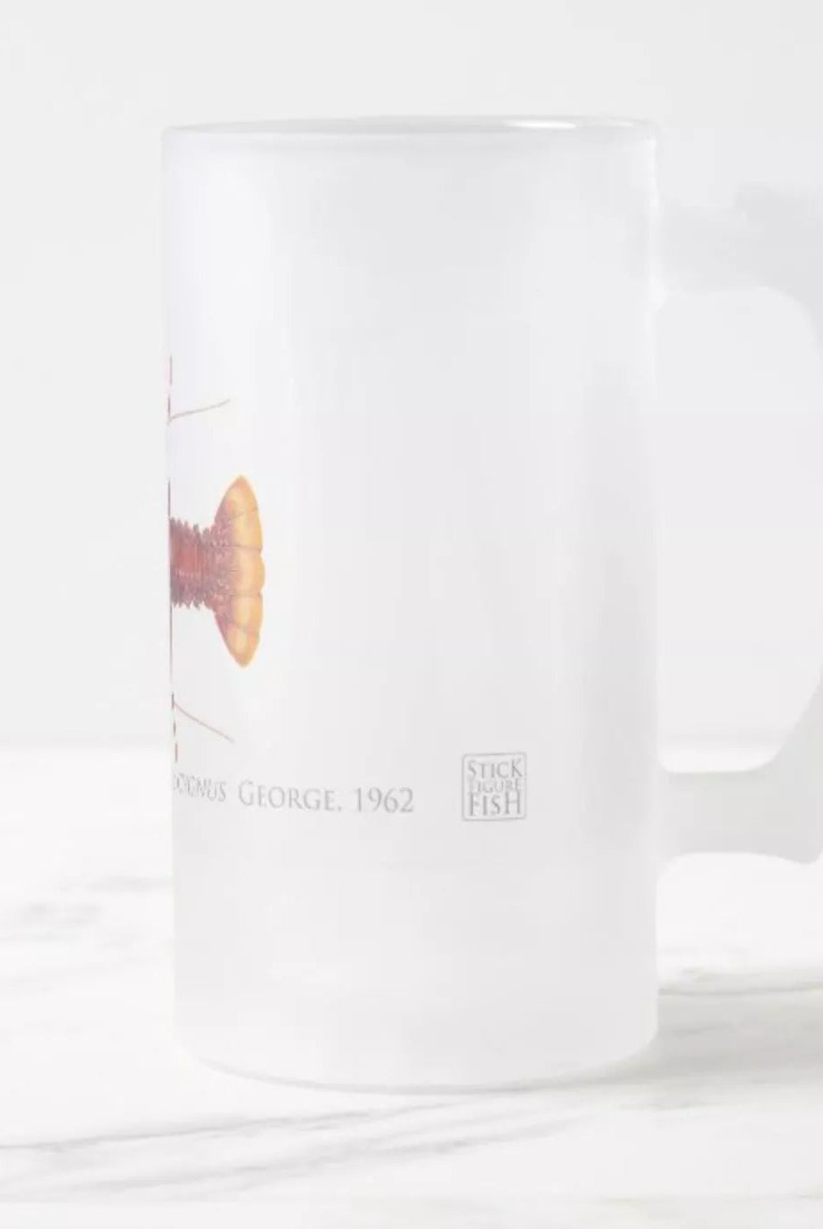 Western Rock Lobster - Frosted Glass Stein-Stick Figure Fish Illustration