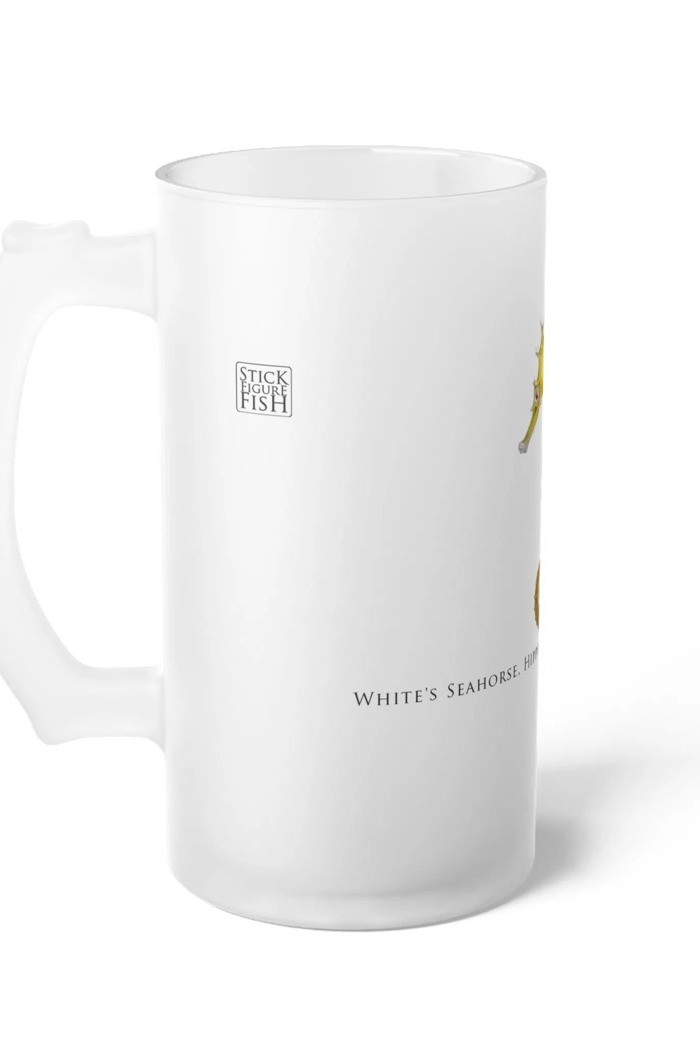 White's Seahorse - Frosted Glass Stein-Stick Figure Fish Illustration