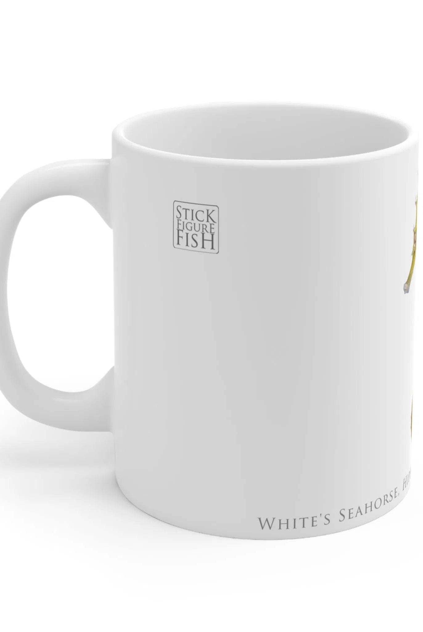 White's Seahorse Mug-Stick Figure Fish Illustration