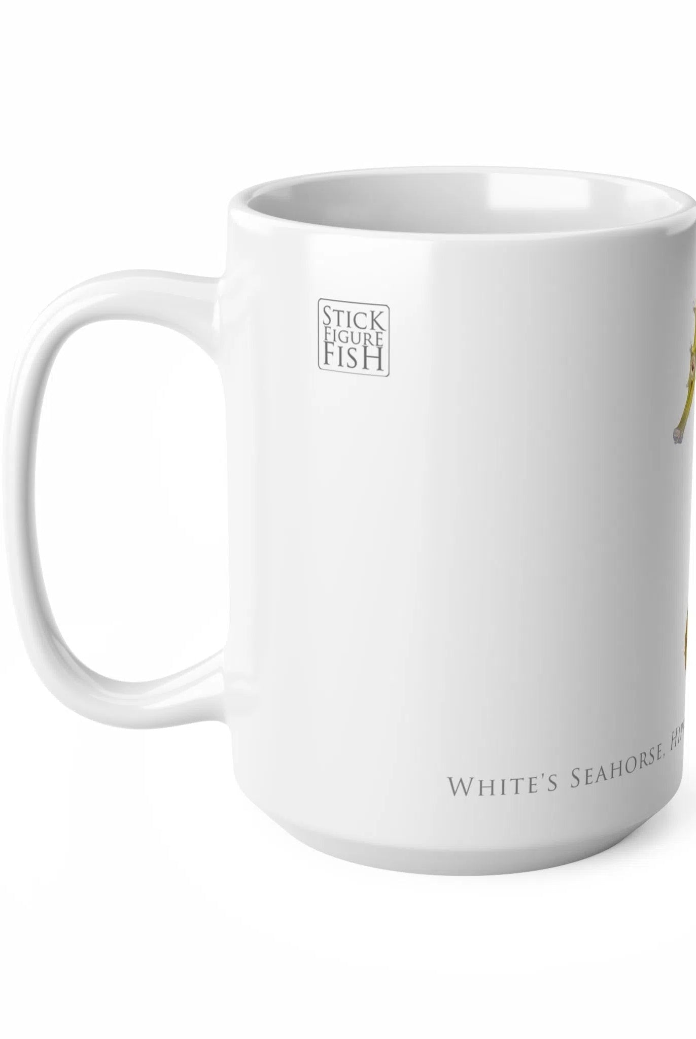 White's Seahorse Mug-Stick Figure Fish Illustration