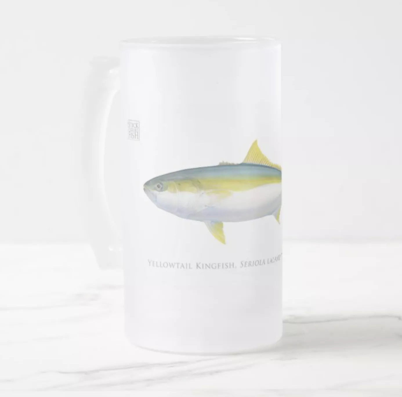 Yellowtail Kingfish - Glass Stein-Stick Figure Fish Illustration