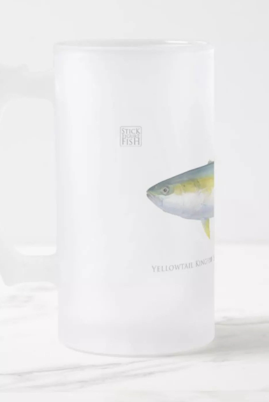 Yellowtail Kingfish - Glass Stein-Stick Figure Fish Illustration