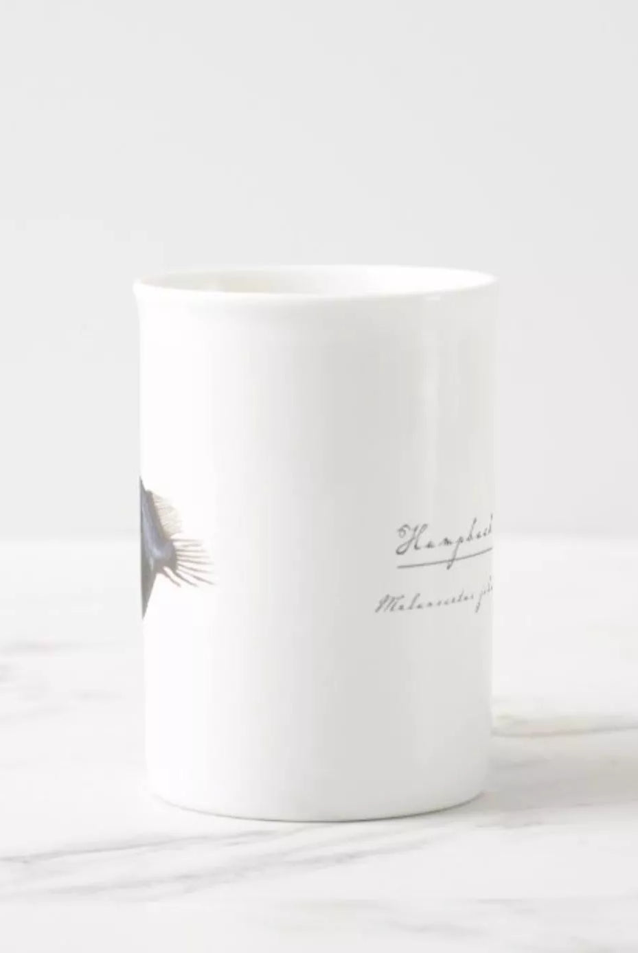 Humpback Blackdevil - Fine Bone China Mug-Stick Figure Fish Illustration