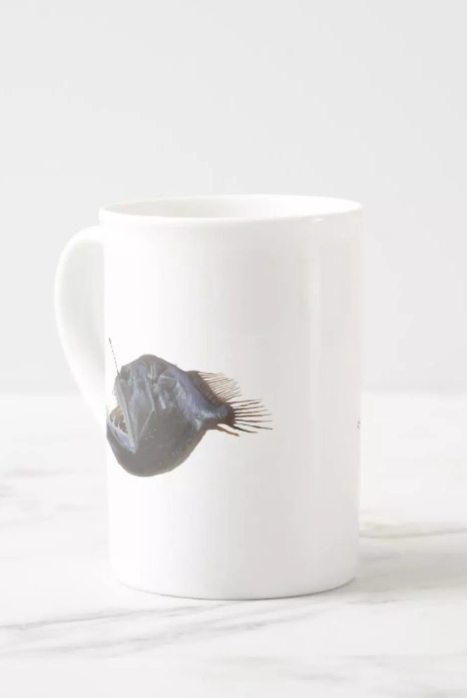 Humpback Blackdevil - Fine Bone China Mug-Stick Figure Fish Illustration