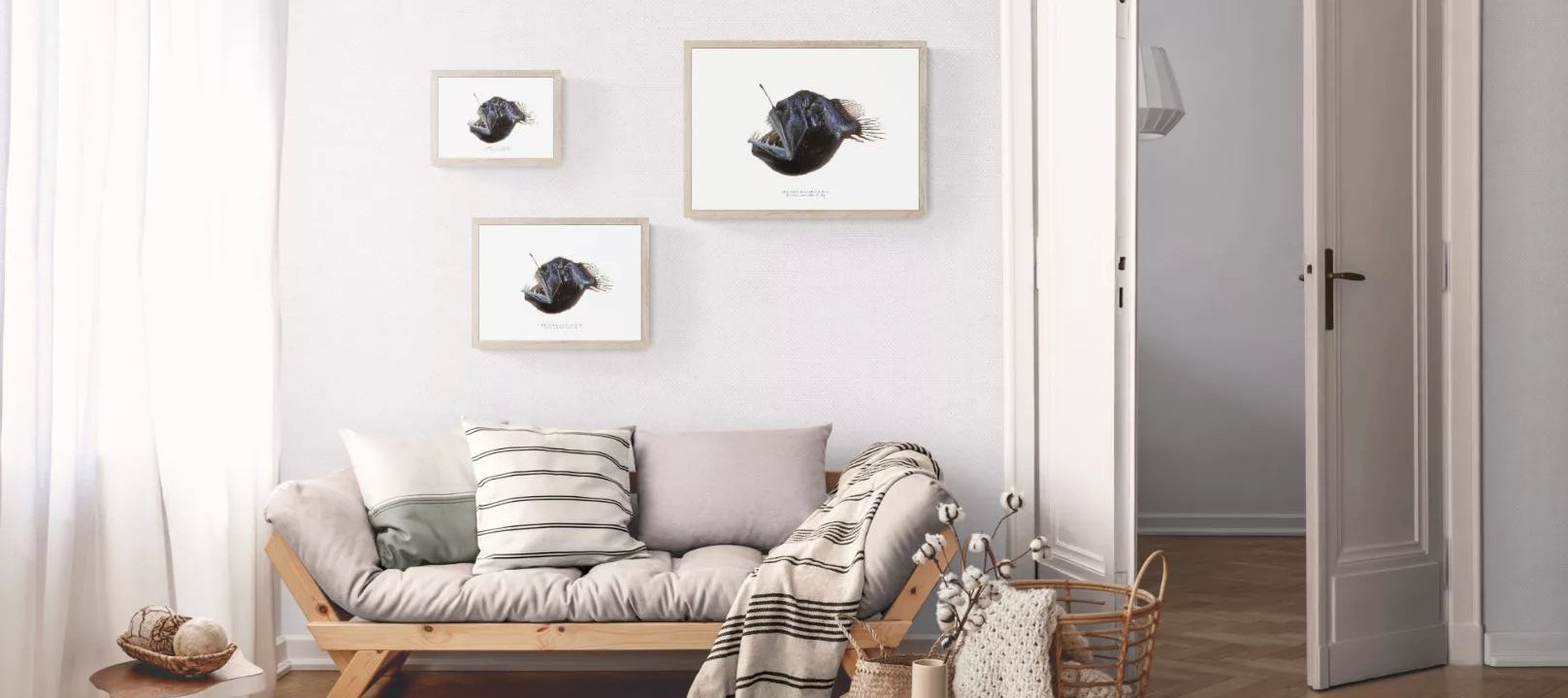 Humpback Blackdevil, Melanocetus johnsonii Gunther, 1864 - Fine Art Print-Stick Figure Fish Illustration