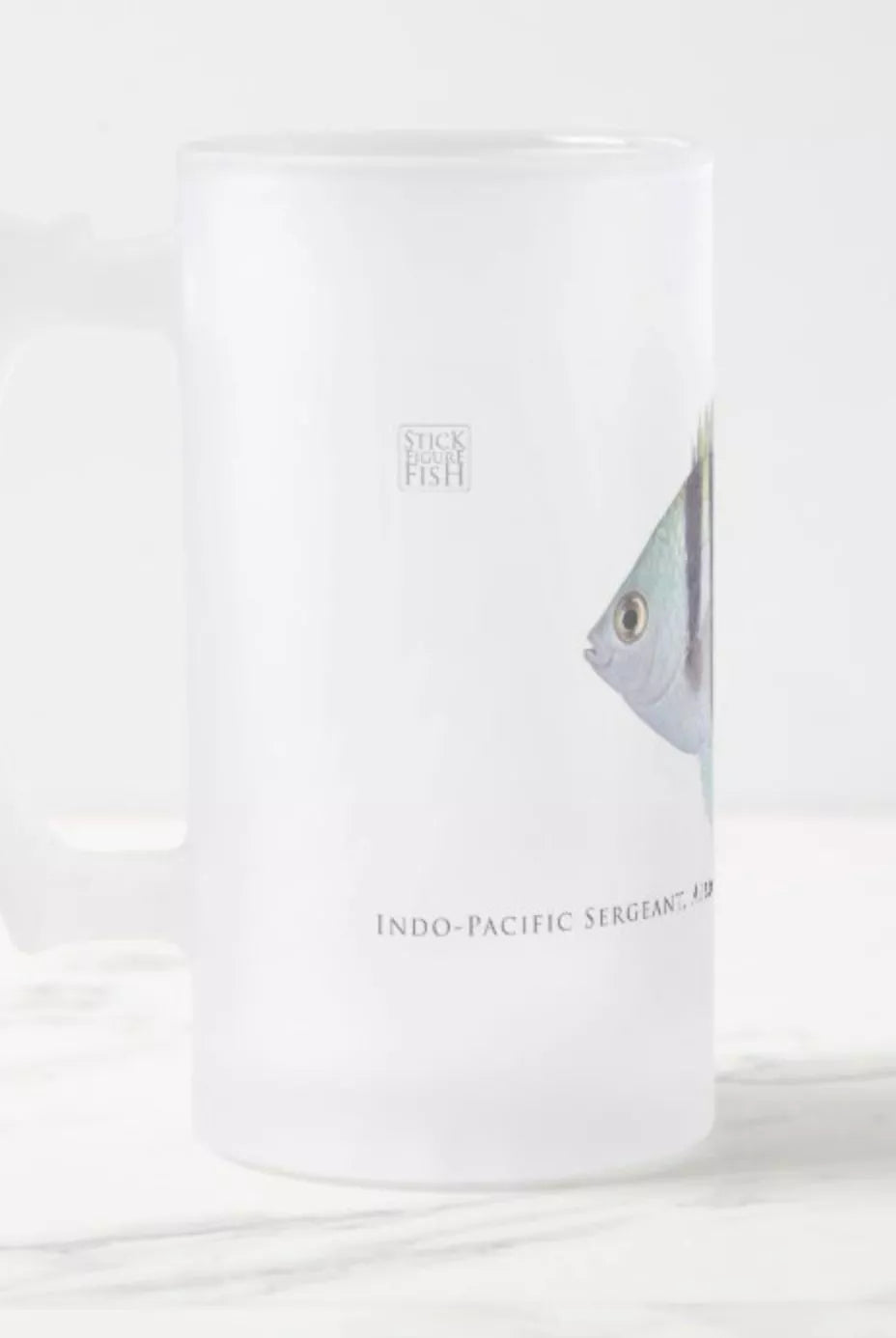 Indo-Pacific Sergeant - Frosted Glass Stein-Stick Figure Fish Illustration