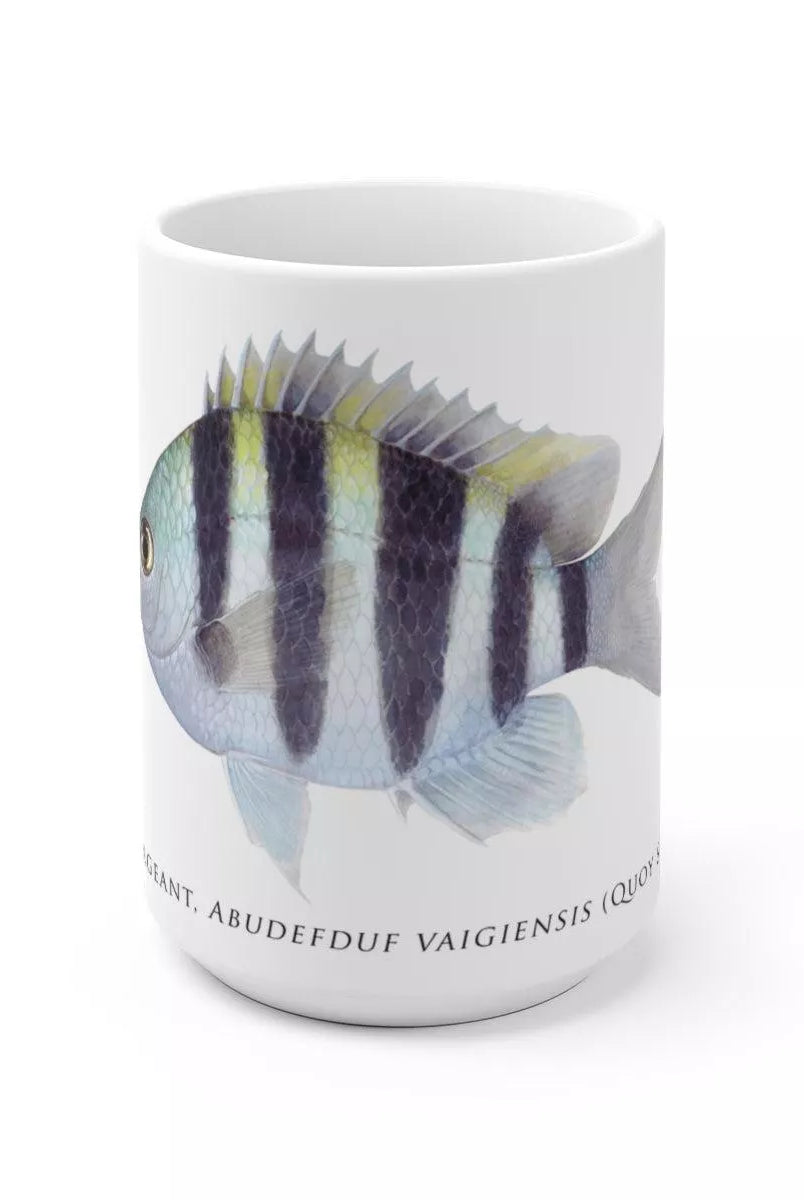 Indo-Pacific Sergeant Mug-Stick Figure Fish Illustration