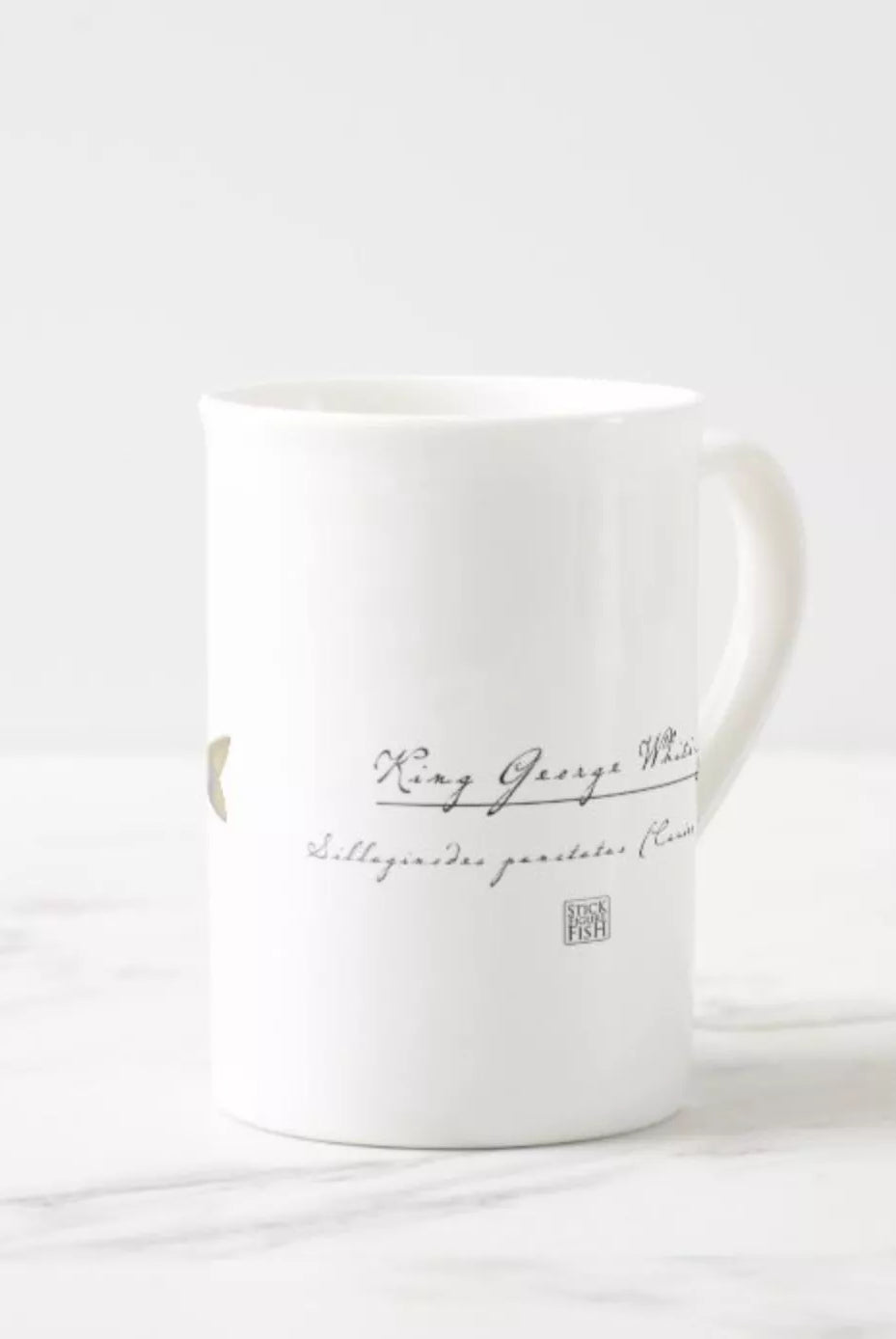 King George Whiting - Fine Bone China Mug-Stick Figure Fish Illustration