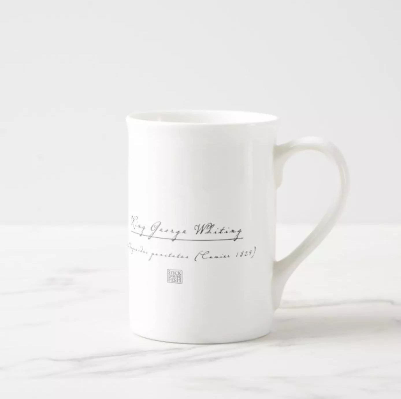 King George Whiting - Fine Bone China Mug-Stick Figure Fish Illustration