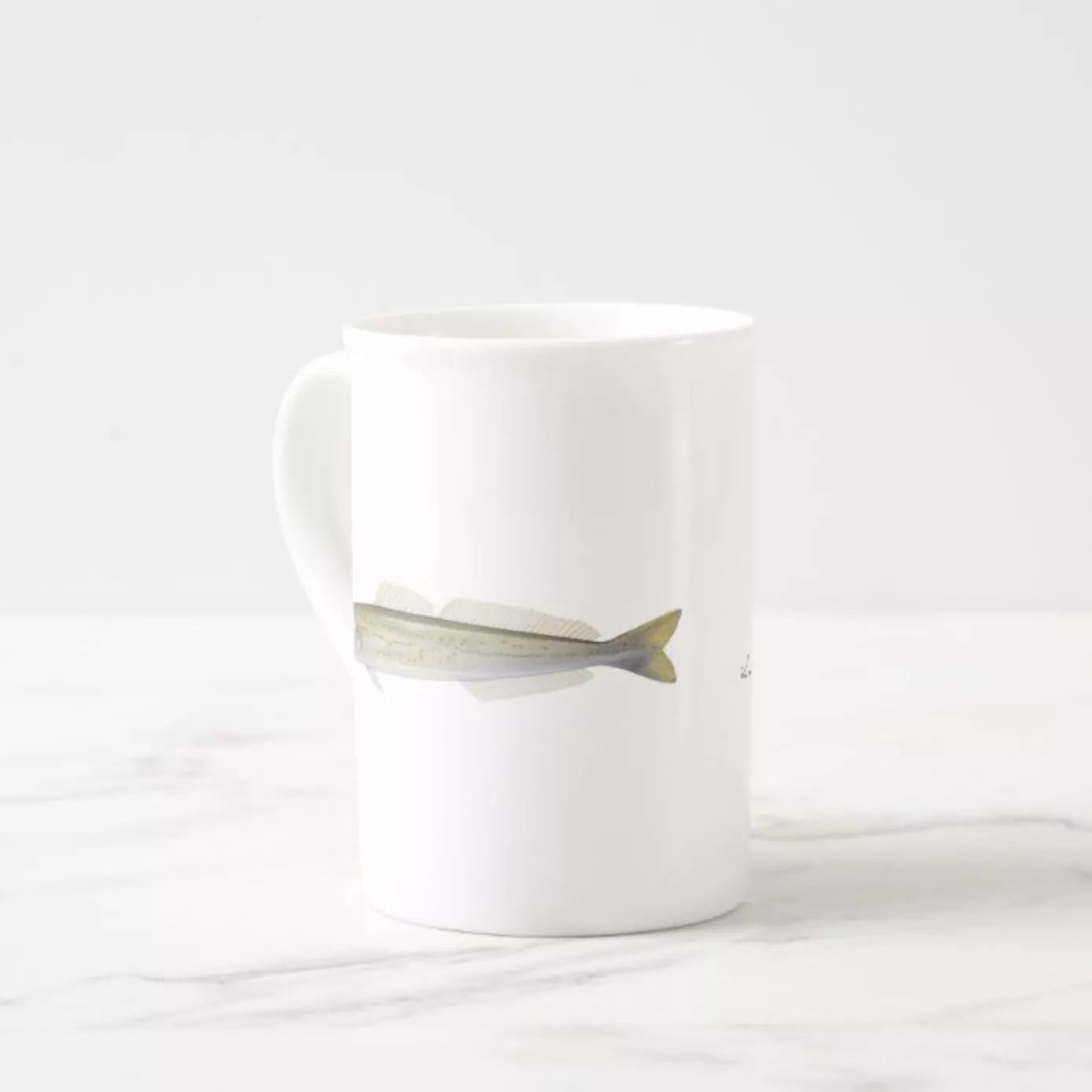 King George Whiting - Fine Bone China Mug-Stick Figure Fish Illustration