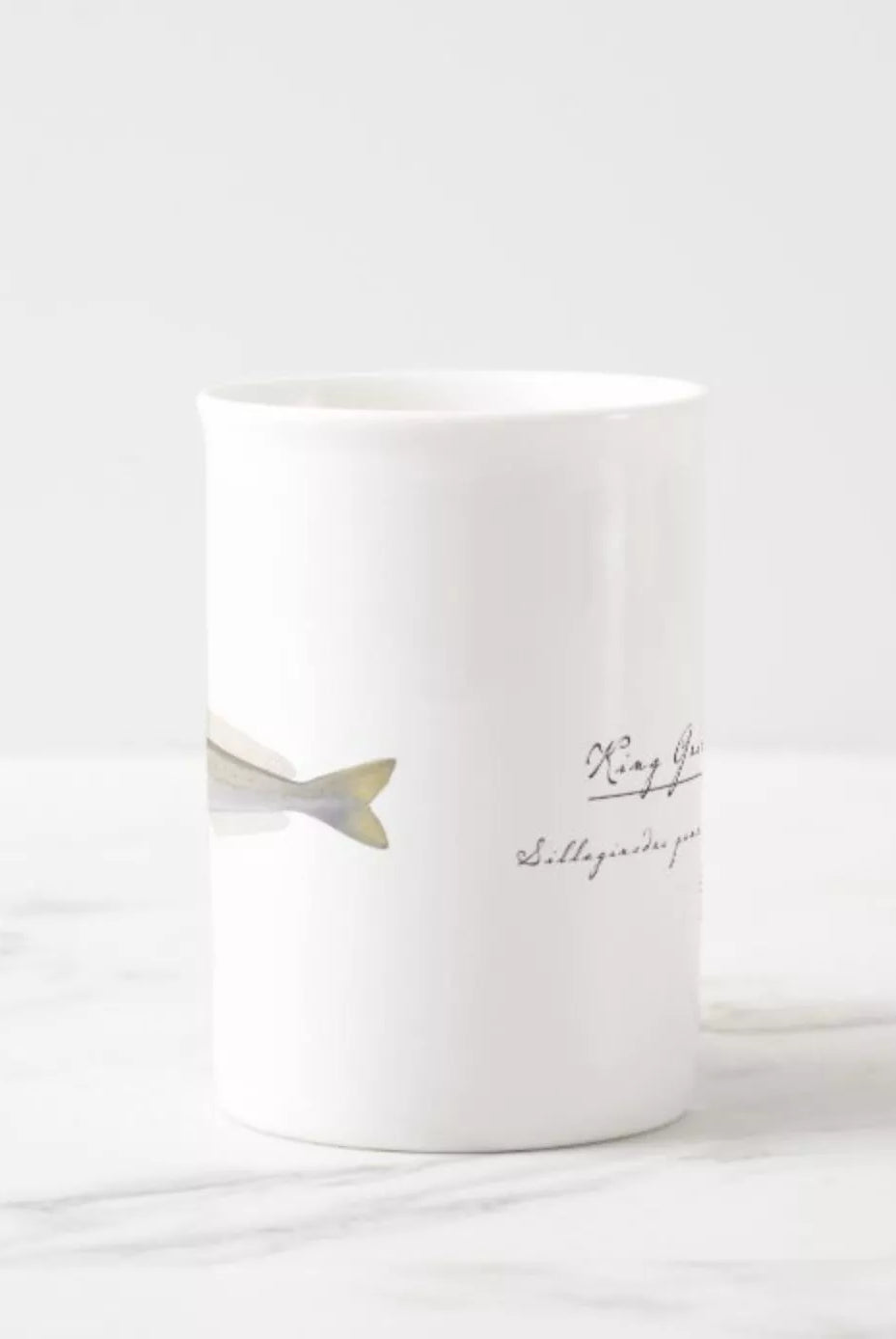 King George Whiting - Fine Bone China Mug-Stick Figure Fish Illustration