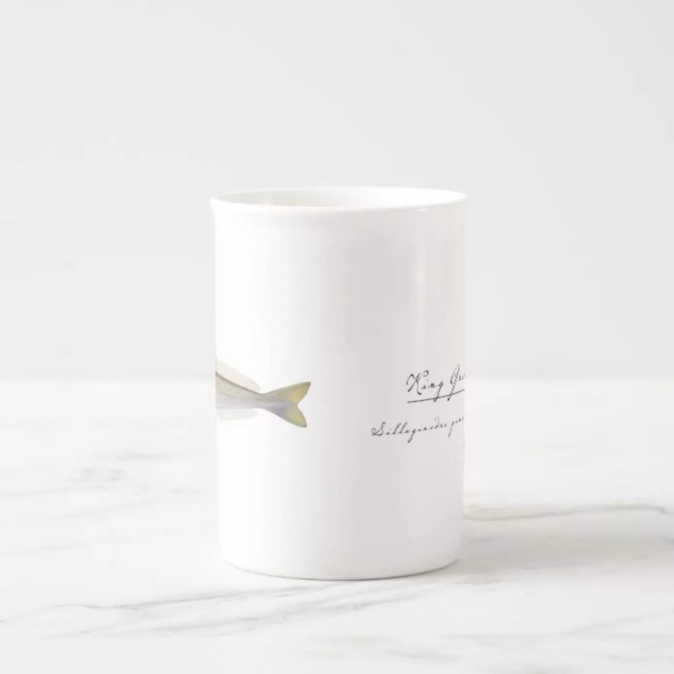 King George Whiting - Fine Bone China Mug-Stick Figure Fish Illustration