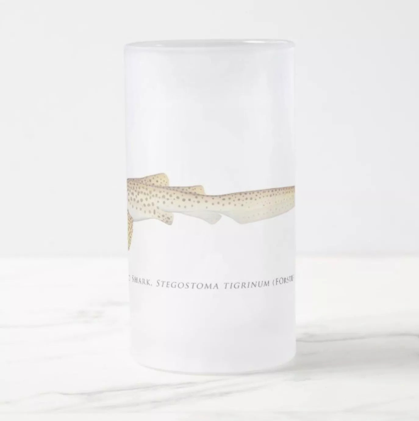 Leopard Shark - Frosted Glass Stein-Stick Figure Fish Illustration