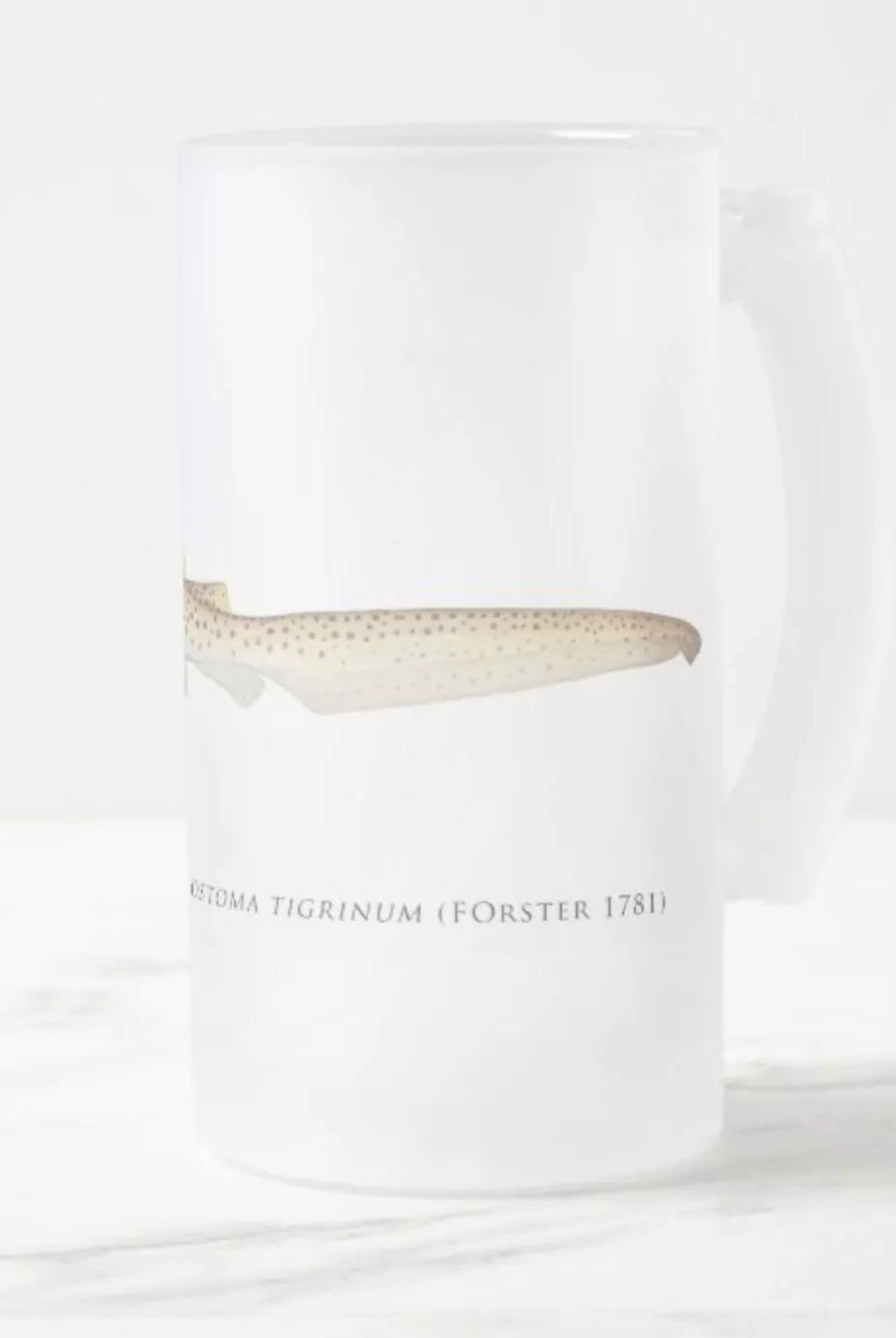 Leopard Shark - Frosted Glass Stein-Stick Figure Fish Illustration
