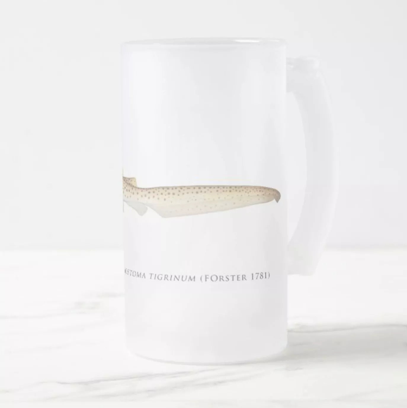 Leopard Shark - Frosted Glass Stein-Stick Figure Fish Illustration