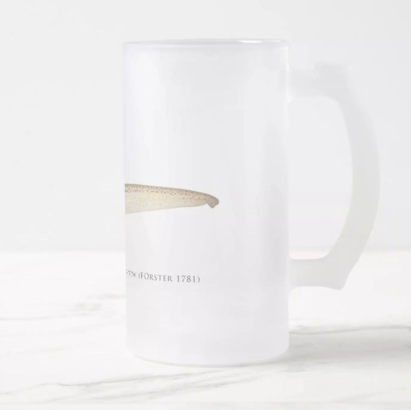 Leopard Shark - Frosted Glass Stein-Stick Figure Fish Illustration