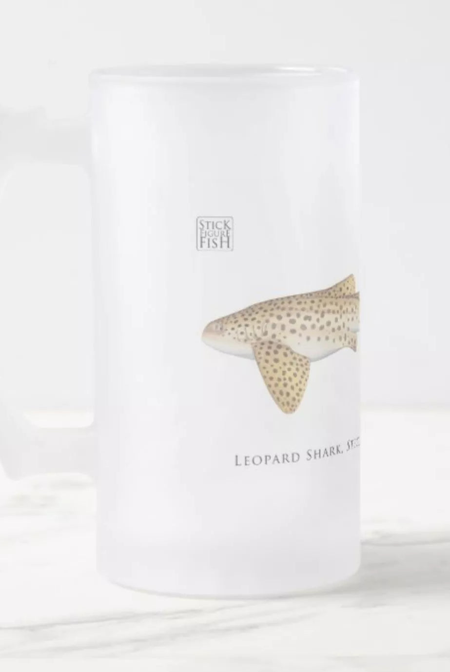 Leopard Shark - Frosted Glass Stein-Stick Figure Fish Illustration