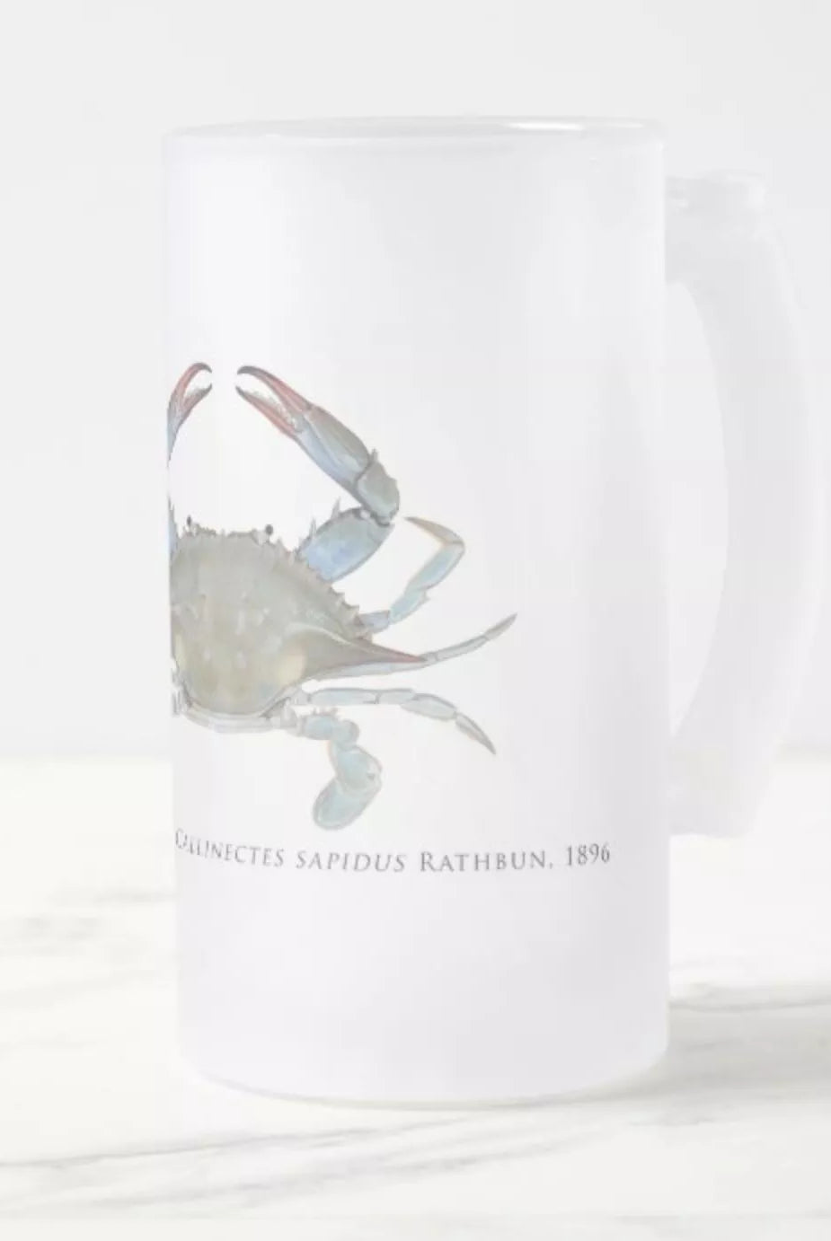 Louisiana Blue Crab - Frosted Glass Stein-Stick Figure Fish Illustration
