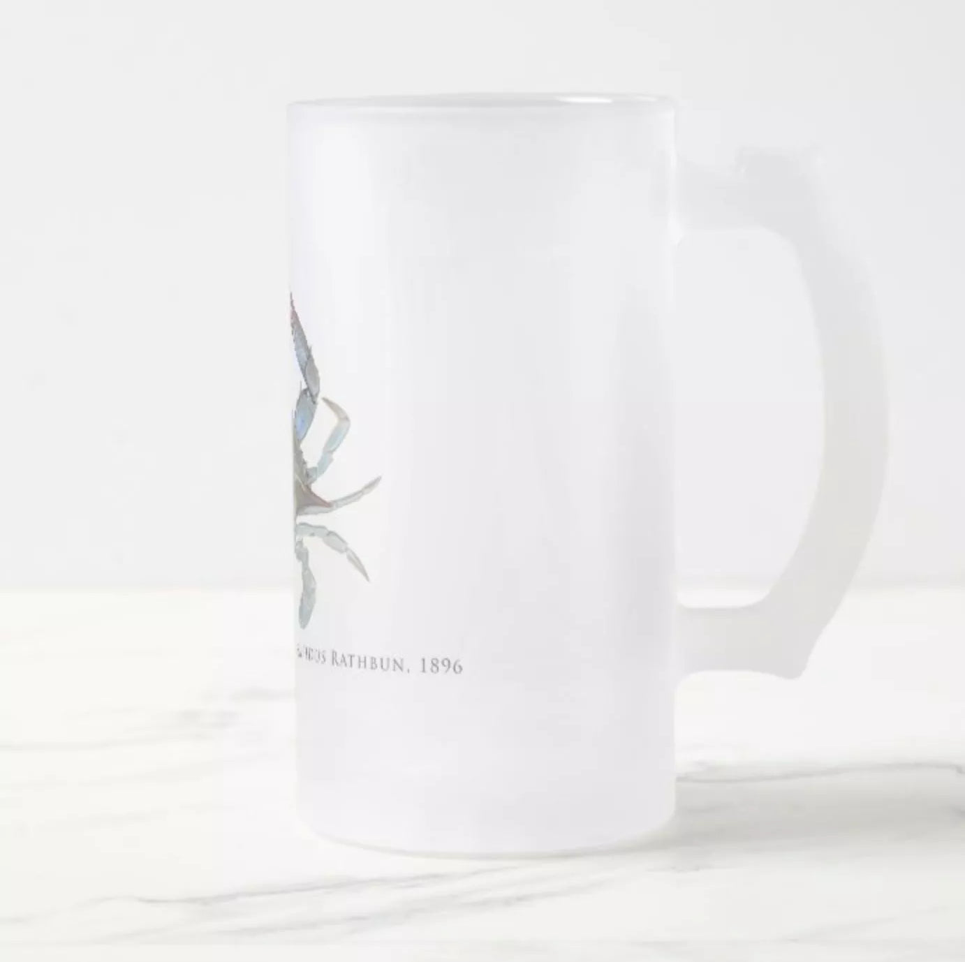Louisiana Blue Crab - Frosted Glass Stein-Stick Figure Fish Illustration