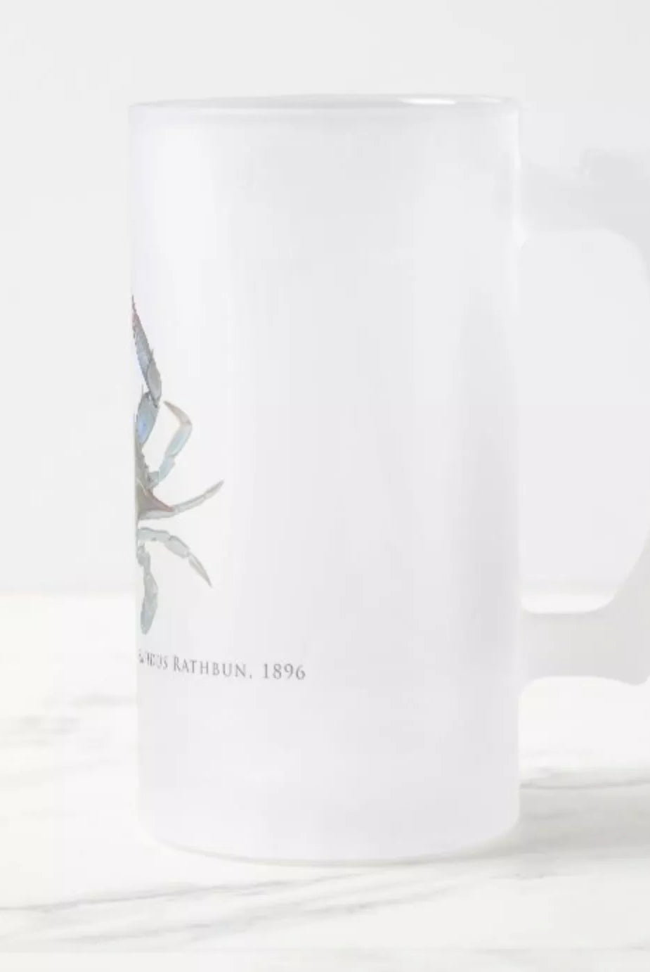 Louisiana Blue Crab - Frosted Glass Stein-Stick Figure Fish Illustration