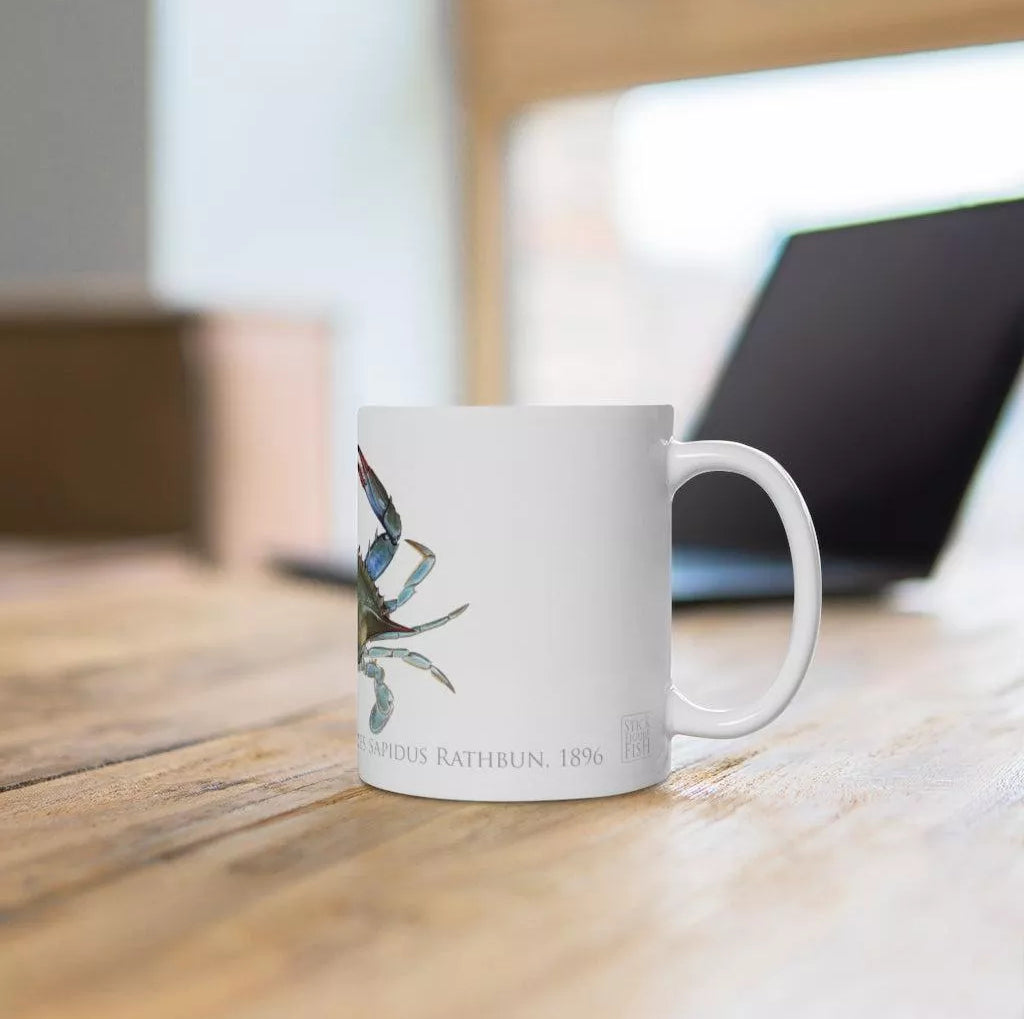 Louisiana Blue Crab Mug-Stick Figure Fish Illustration