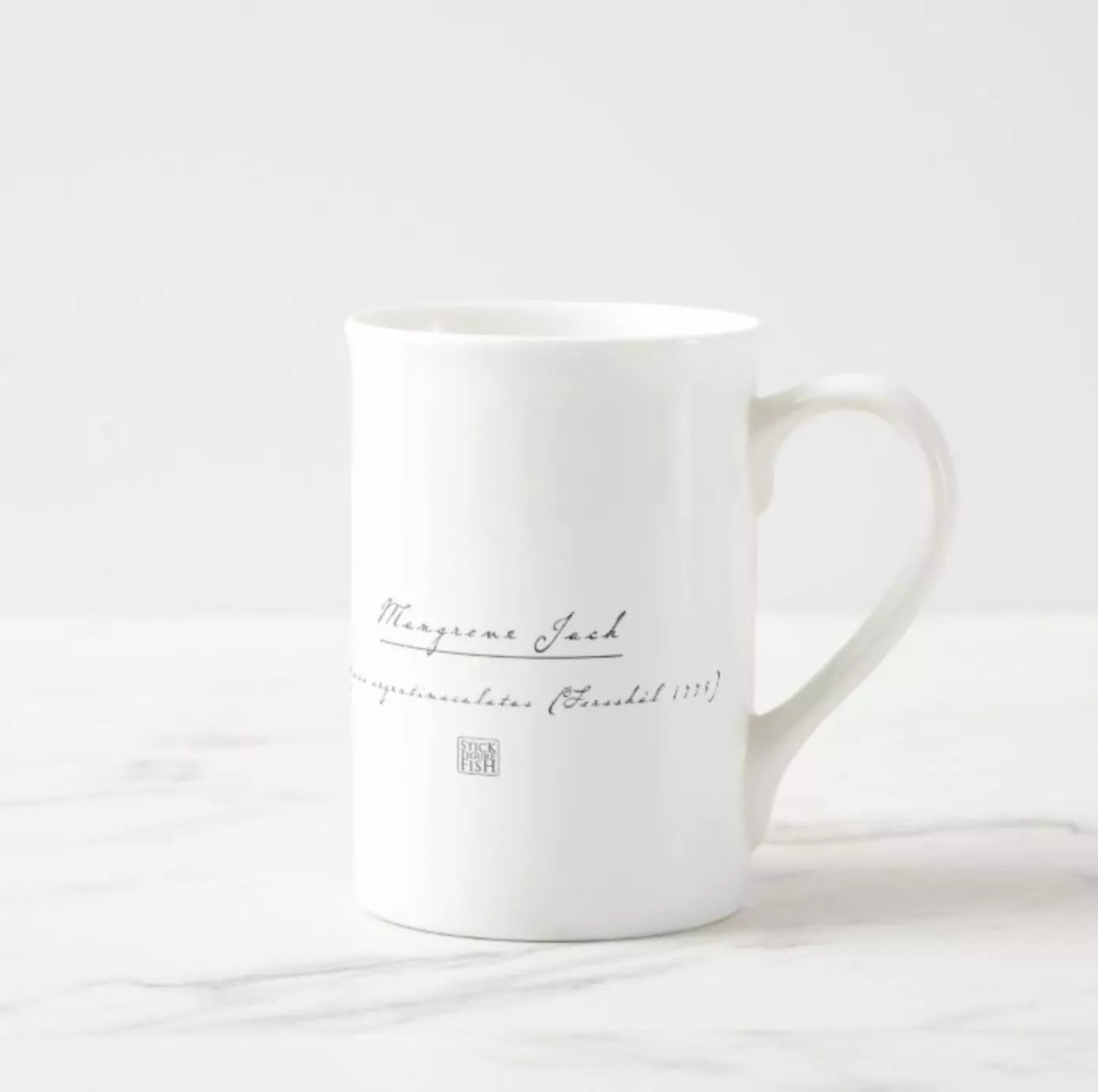 Mangrove Jack - Fine Bone China Mug-Stick Figure Fish Illustration