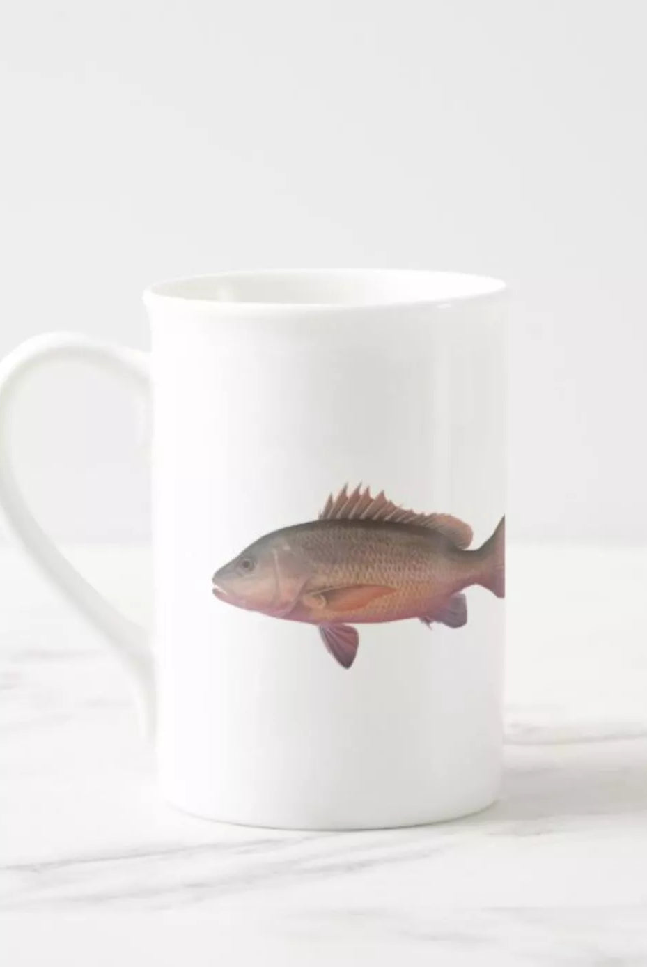 Mangrove Jack - Fine Bone China Mug-Stick Figure Fish Illustration