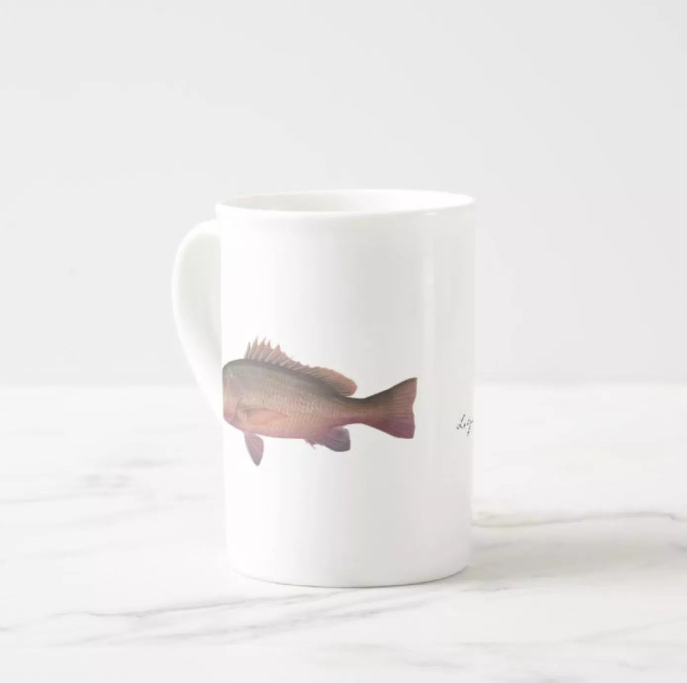 Mangrove Jack - Fine Bone China Mug-Stick Figure Fish Illustration