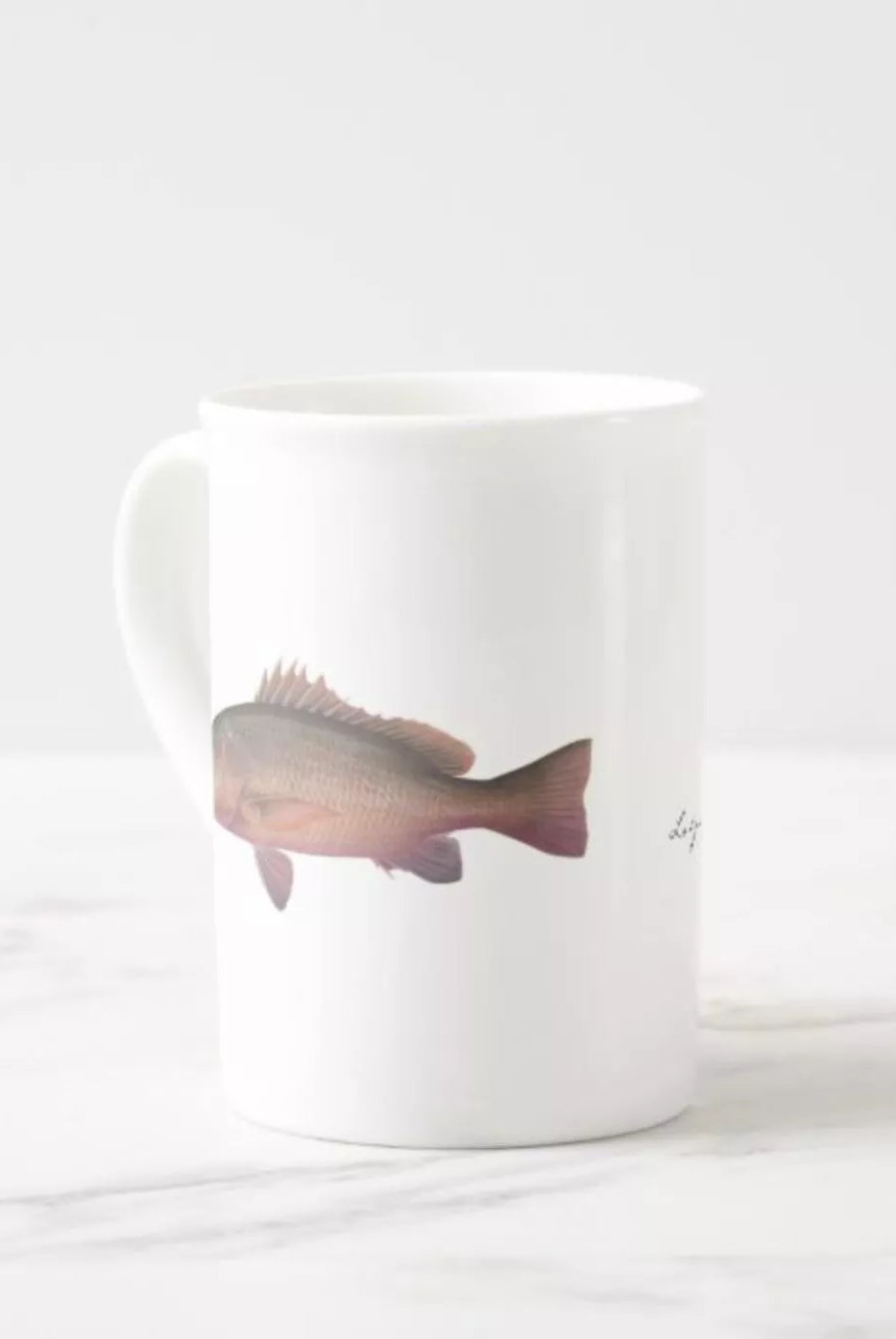 Mangrove Jack - Fine Bone China Mug-Stick Figure Fish Illustration