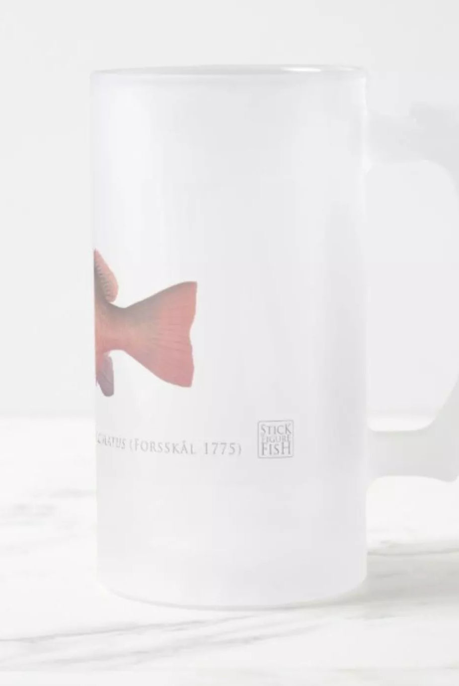 Mangrove Jack - Frosted Glass Stein-Stick Figure Fish Illustration
