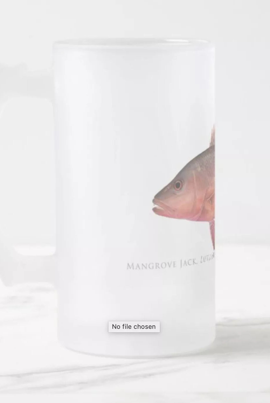 Mangrove Jack - Frosted Glass Stein-Stick Figure Fish Illustration