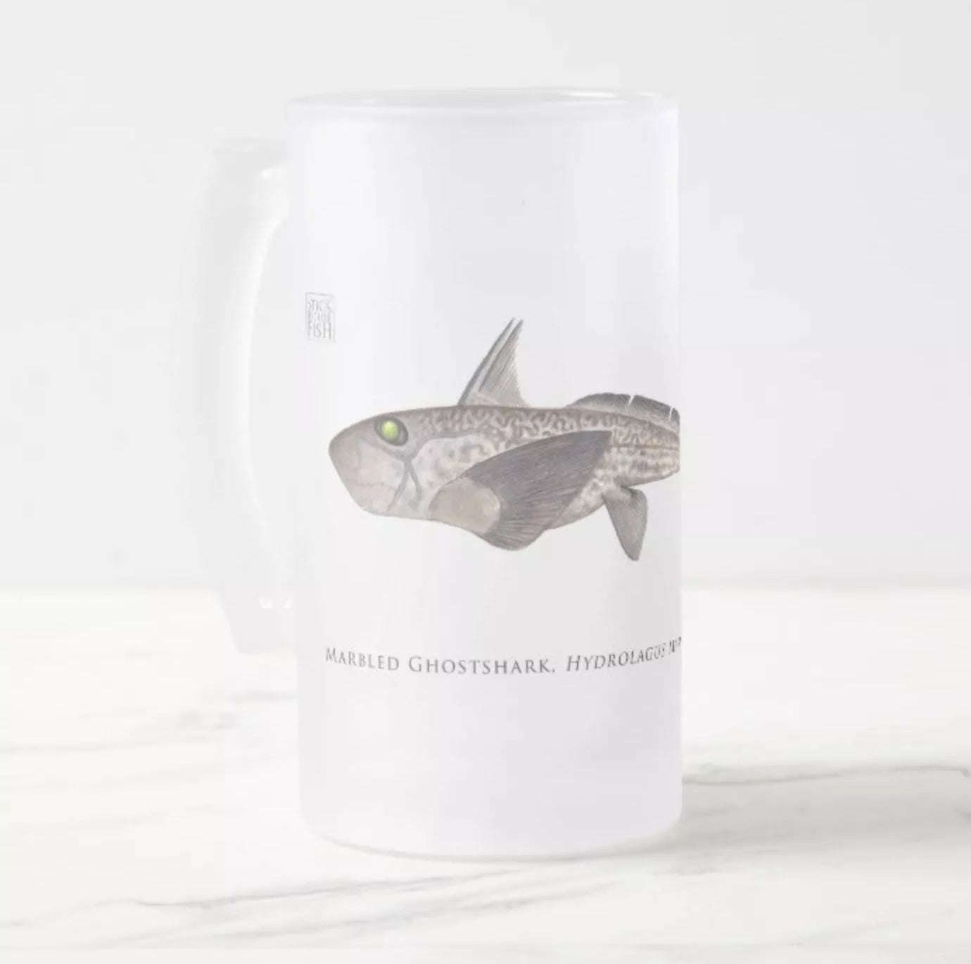 Marbled Ghostshark - Frosted Glass Stein-Stick Figure Fish Illustration